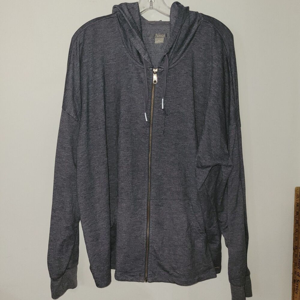 Natural Reflections Men’s Grey Blue Zip Up Sweater 2X
